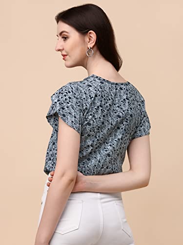 Image of Wedani Women's Casual Short Sleeves Round Neck Foral Regular Fit Top