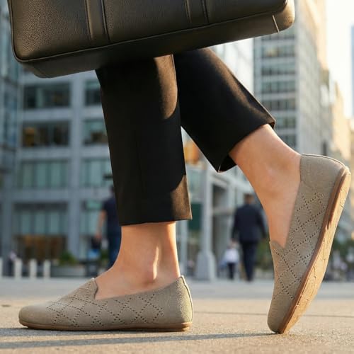 Image of poemlady Women's Ballet Flat Shoes Dress Shoes Knit Round Toe Slip On Ballerina Walking Flats Shoes for Woman Low Wedge Casual
