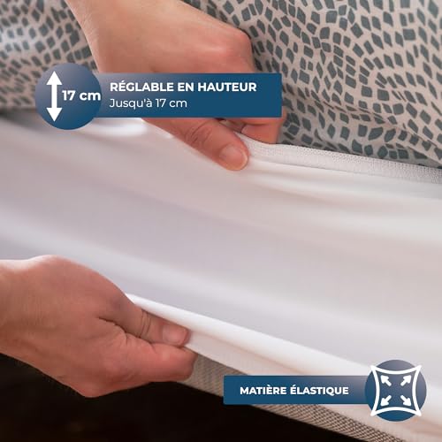 Cache-sommier 140x200 extensible en coton pour rénover le lit