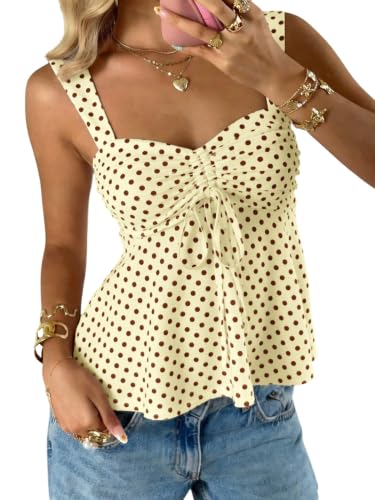 Débardeur d'été Y2k femme à col en cœur babydoll large bretelle