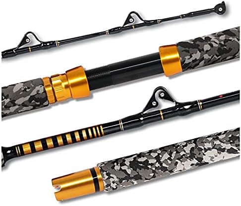 Fiblink 1-Piece Saltwater Offshore Trolling Rod 6-Feet Big Game Rod Conventional Boat Fishing Pole (50-80lbs)