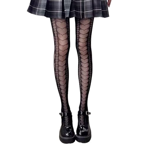 Image of Black Sheer Tights Y2K High Waist Pantyhose with Bows Patterned Stockings for Women