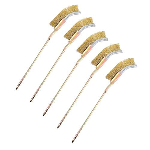 TEHAUX 5pcs Elbow Copper Wire Brush Stainless Steel Rust Remover Wire Detailing Nylon Brass Brush Kitchen Rust Remover Car Rust Brush Pot and Pan Metal Detail Clean Manual Brush