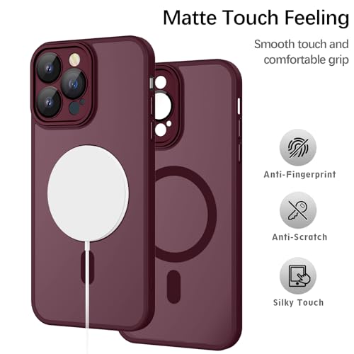 YUANDMI für iPhone 15 Pro Hülle kompatibel mit MagSafe Dunkel Rot – Ansicht 4