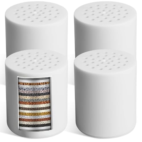 GOMETY 4er-Pack 22 Stufen Duschfilter Universal Ersatzpatronem, Ersatz-Duschfilterkartuschen Shower Filter for Hard Water Entfernt Kalk, Chlor, Schwermetalle Wasserfilter Duschfilter für gesunde Haut