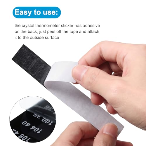 Image of Zonon 24 Pcs Stick on Thermometer Strip for Brewing Fermenting Temperature Sticker Decal Crystal Adhesive 61-118 f (16-48 c) Digital Display Sticker for Wine Beer Aquariums