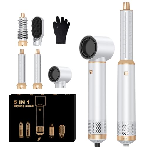 Image of 5 in 1 Hair Dryer Brush Set, Negative Ion Blow Dryer Brush Air Styler Curling Wrap Air Curler, Curling Iron Hair Styling Tools As A Gift for Straight /Curl /Drying /Smoothing