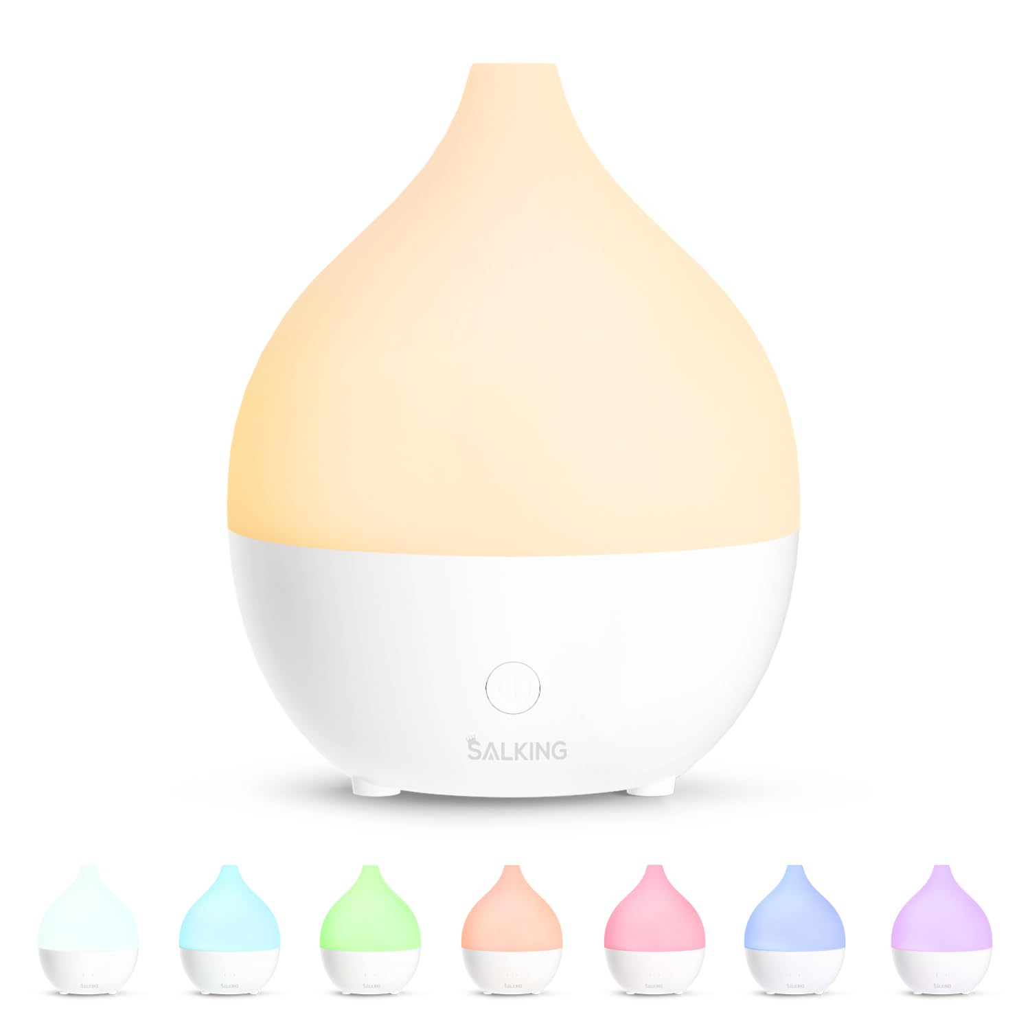 SALKING Essential Oil Diffuser, 100ml Small Aromatherapy Diffuser, Ultrasonic Diffusers with Auto Shut-Off Function, Cool Mist Humidifier with Warm White Lights, for Office Home (White)