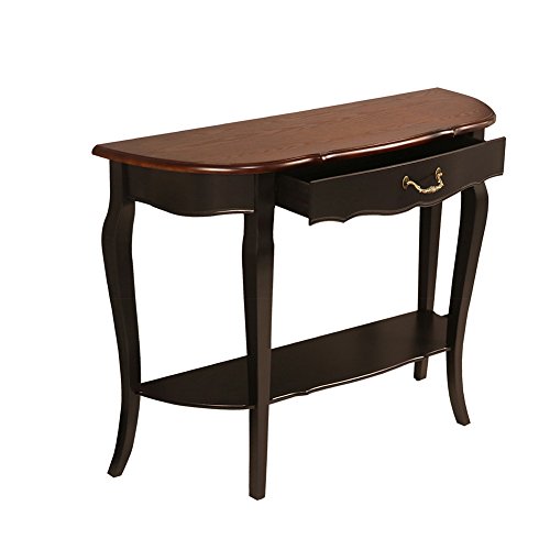 YK Decor Wood Console Sofa Entry Table with Drawer and Shelf for Living