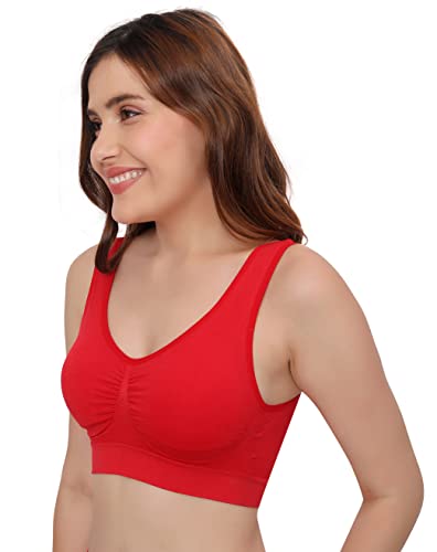 Image of Plumbury Women's Nylon Lightly Padded Wire Free Sports Bra