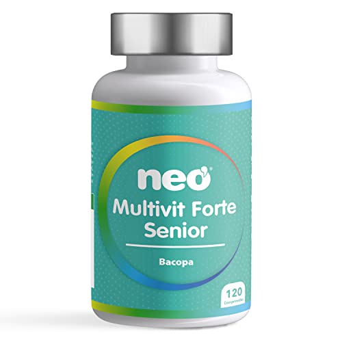 NEO - Multivitamínico - 120 Comprimidos - Para 2 Meses - Bacopa, Vitaminas y Minerales - Ayuda Memoria y Rendimiento Cognitivo - Multivit Forte Senior