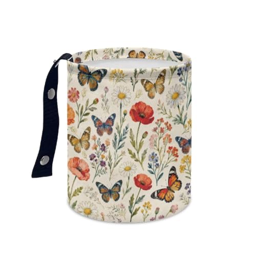 Image of Floral Daisy Butterfly Car Trash Can Garbage Bin Universal Hanging Cars Garbage Can Cars Interior Accessories Fit Most Vehicle SUV Truck