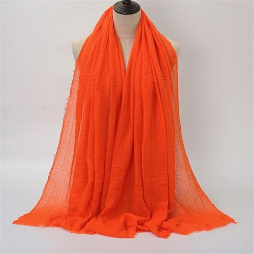 Unisex Cotton Blend Crinkle Scarf Lightweight Long Soft Scarves with Fringes Shawl for Summer Fall Winter 35"x70"2
