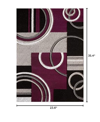 GLORY RUGS Area Rug 2x3 Door Mat Purple Geometric Soft Floor Carpet with Premium Fluffy Texture for Indoor Living Dining Room and Bedroom Area