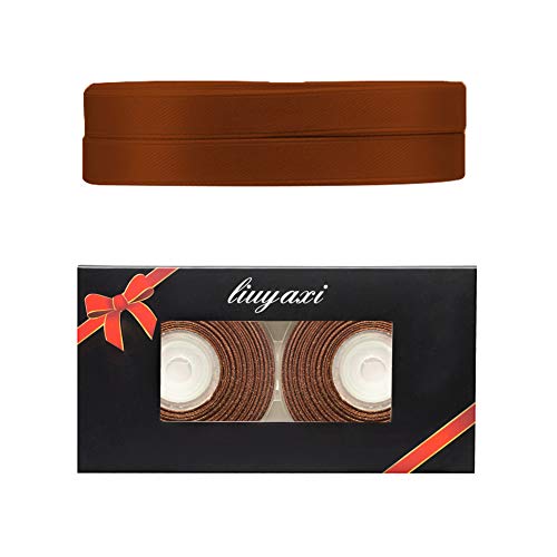 Image of Solid Color Double Faced Brown Satin Ribbon 1 /2 inch X 50 Yards, Ribbons Perfect for Crafts, Wedding Decor, Bow Making, Sewing, Gift Package Wrapping and More