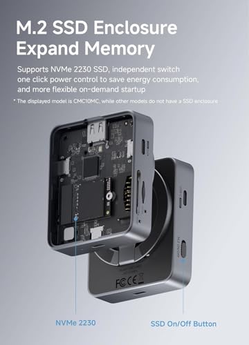 Image of INICIO Magnetic M.2 2230 NVMe SSD Enclosure USB-C Hub (NO SSD) 10Gbps USB C 3.2 SD TF Card Reader PD100W Built in Magsafe Stand For iPhone 17 16 15 Pro Max ProRes, MacBook Pro Air, iPad, S26 S25 Ultra