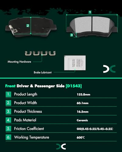 Image of SCITOO D1543 D1594 Ceramic Brake Pads Sets Front & Rear w /Hardware Replacement 2011-2016 For Hyundai For Elantra