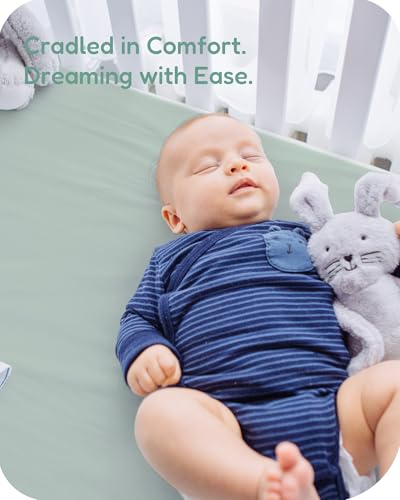Image of Pack and Play Sheets Fitted 2 Pack, 38x26 Graco Pack n Play Sheets for Playard & Travel Crib Mattress, Ultra Soft Jersey Knit, Breathable Stretchy Deep Pocket, Compatible with Mini Cribs