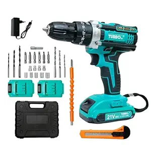 ZASH | TURBO CORDLESS DRILL MACHINE KIT Cordless Drill x2-21V Batterywith 2 Speed and 24pc Accessories Cordless Drill (10 mm Chuck Size)