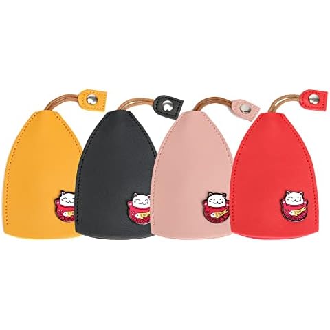 4 PCS Cute Creative Pull Out Key Sleeve,Cartoon Leather Large Capacity Not Easy to Slip Car Key Sleeve,Pull Type Key Bag - Makes Keys Easier Storage and Find-D Cover