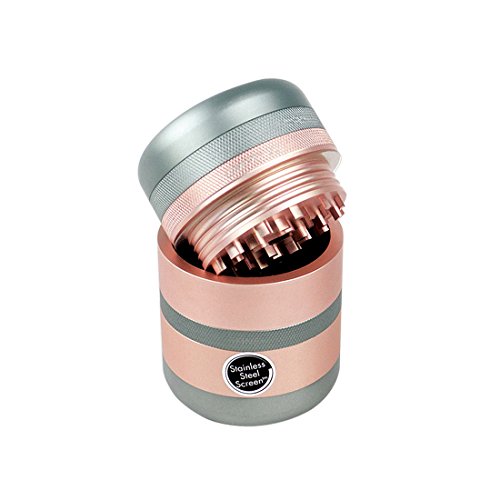 KANNASTOR GR8TR V2 Grinder - Solid Premium Food Grade Quality Aluminum - 8 Pieces - 60 Mesh Stainless Easy Change Screen - Perfect for Herb Spices - Smooth Grind Easy Cleaning - Storage Lid
