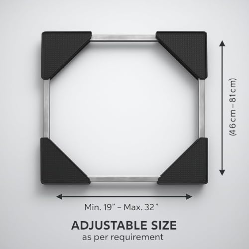 Image of PUREAGLE Premium Heavy Duty 24 Wheel Adjustable Stand /Trolley /Suitable for Front&Top Load Washing Machine /Refrigerator, Dishwasher /Capacity Upto 350 Kg Washing Machine 6.5 /7 /8 /9 /10 Kg(Metal)