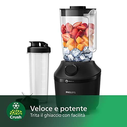 Philips Domestic Appliances Frullatore Con Base, 450 Watt, Tecnologia Problend, 1,9 Litri Serbatoio In Plastica, Incl. Bottiglia Per Bere, Nero, HR2041/41 - immagine 6