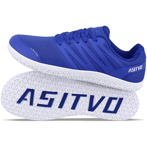 ASITVO Wide Men's Barefoot Zero Drop Sole Minimalist Width Toe Box Walking Shoes Sneakers Size 11 TPU No-Sew Upper Cross-Trainer Casual Shoes Blue 45