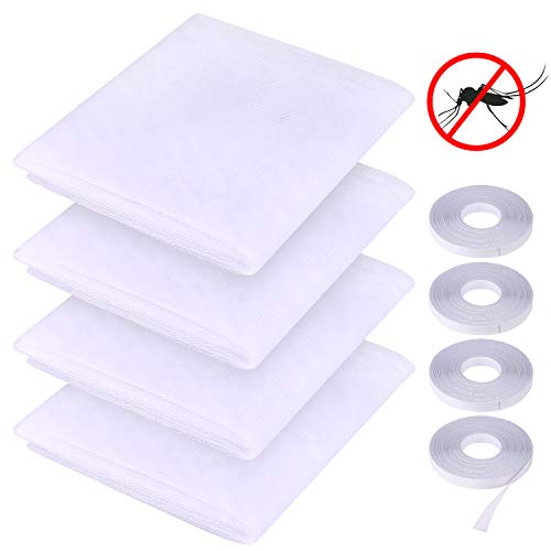 FEPITO 4-delige set upgraded verlengingen muggennet voor Windows, vliegengaas insectennet 1,5 m x 2 m Bug Bee…