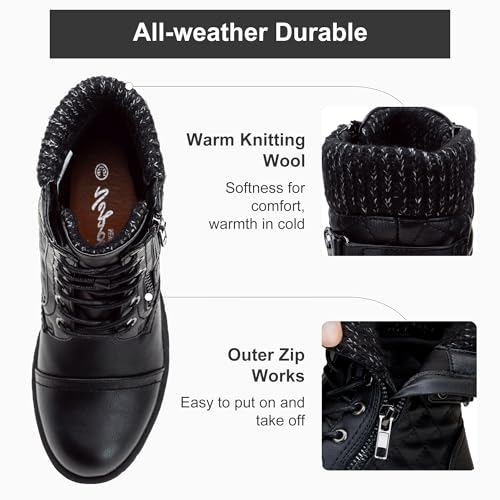 Vepose Women's Combat Ankle Boots, Lace up Comfortable Booties Low Heel3