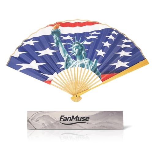 FanMuse Statue of Liberty Folding Hand Fan 11.8 Inch New York Souvenir