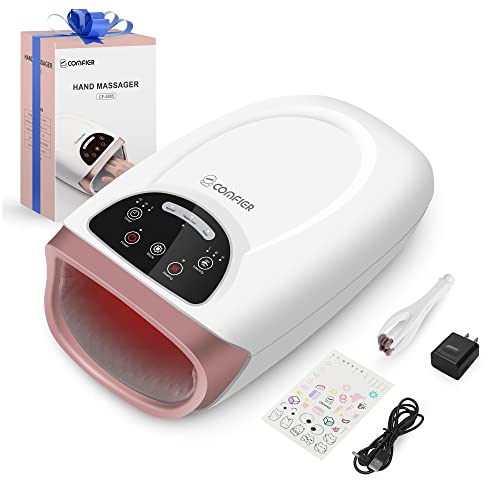 Comfier Masseur de mains avec chaleur, outil de massage des mains sans fil avec compression et chauffage, 3 modes et 3 niveaux de massage des mains à points de pression Cover