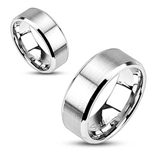 Coolbodyart Anillo de Acero Inoxidable Plata 8 mm de Ancho Classic Line Flat Cinta Bordes Redondeados Anillo tamaños 60 (19) - 72 (23) - Stainless Steel, Silverware, 72 (22.9) Cover