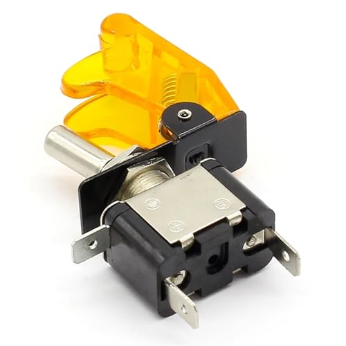 Interrupteur à bascule 12V 20A jaune avec couvercle LED pour commande auto et bateau - 3