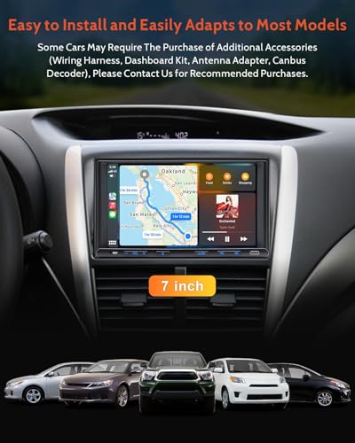 Cogamichi Double Din Car Stereo: 7 Inch Double Din Car Radio Compatible With Wireless Apple Carplay & Android Auto thumb #6