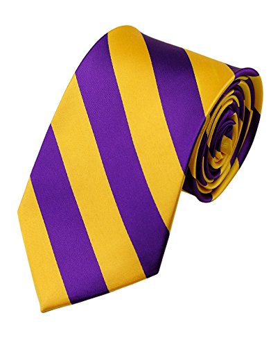 Image of NYFASHION101 Men's Classic Striped Necktie - Premium Woven Two-Tone Tie for Weddings, Graduation, Business & School Colors