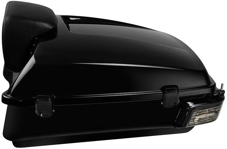 Miniatura 2 de TCMT Pestillos negros de 10.7 pulgadas, paquete picado, almohadilla de respaldo de maletero LED humo con señal de giro de freno para Harley Tour Pak