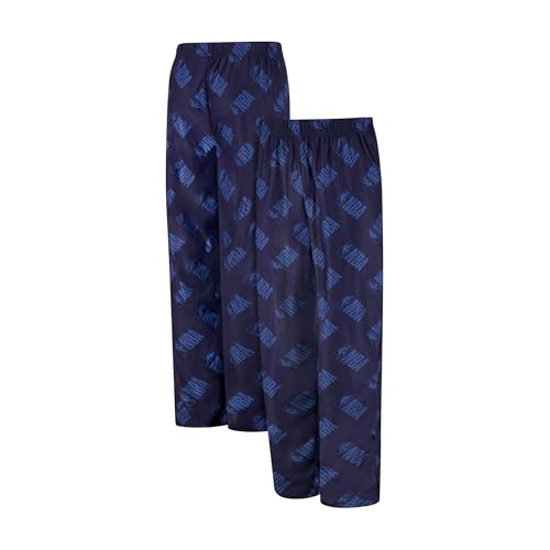 Ultra Game Adult Unisex NBA Official Logo Flannel Pajama Pants, Navy Blue