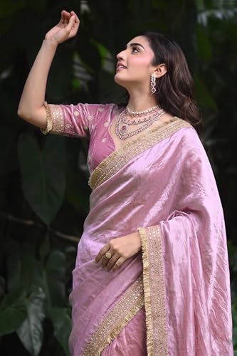 Image of Women's Designer Bollywood Soft Georgette Heavy Embroidery Sequins Work Sarees For Wedding With Blouse Piece