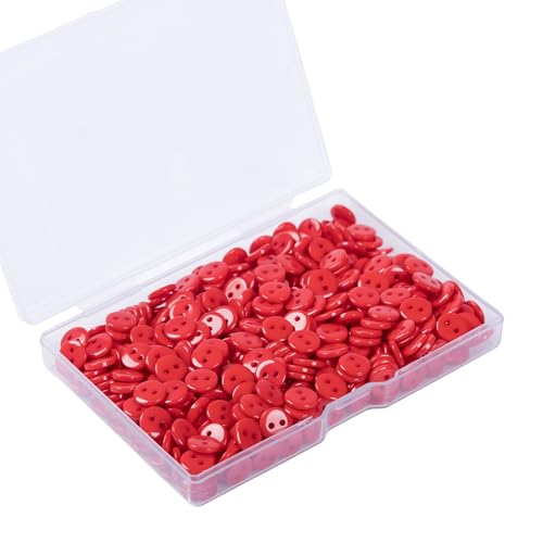 Lilaly 500pcs red Sewing Buttons, 11/32-inch (9MM) 2 Hole Buttons for Clothes, Craft, Sewing & DIY