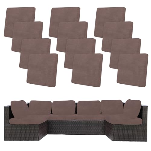 Image of 12Pcs Stretch Patio Cushion Covers,Outdoor Couch Covers Replacement,Outdoor Couch & Sofa Slipcovers,for Patio Furniture Cushion Covers,Washable Reusable Furniture Protector (Camel,Cover Only)