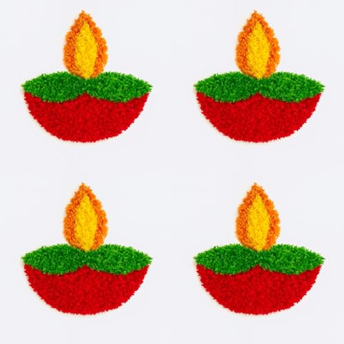 Handmade Decorative Diya Rangoli Set – Multicolor Flower Petal De...