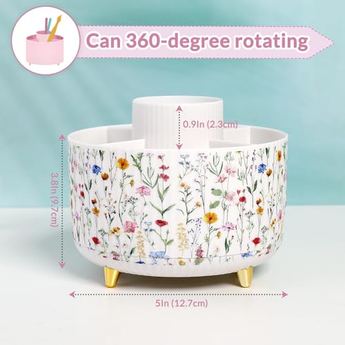 Image of SKYDUE 360 Degree Rotating Desk Organizer, Dual-Purpose Pencil Pen Holder for Desktop, Desk Pen Organizer with 5 Slots, Office Supplies, Pencil Cup for Office, School, Home