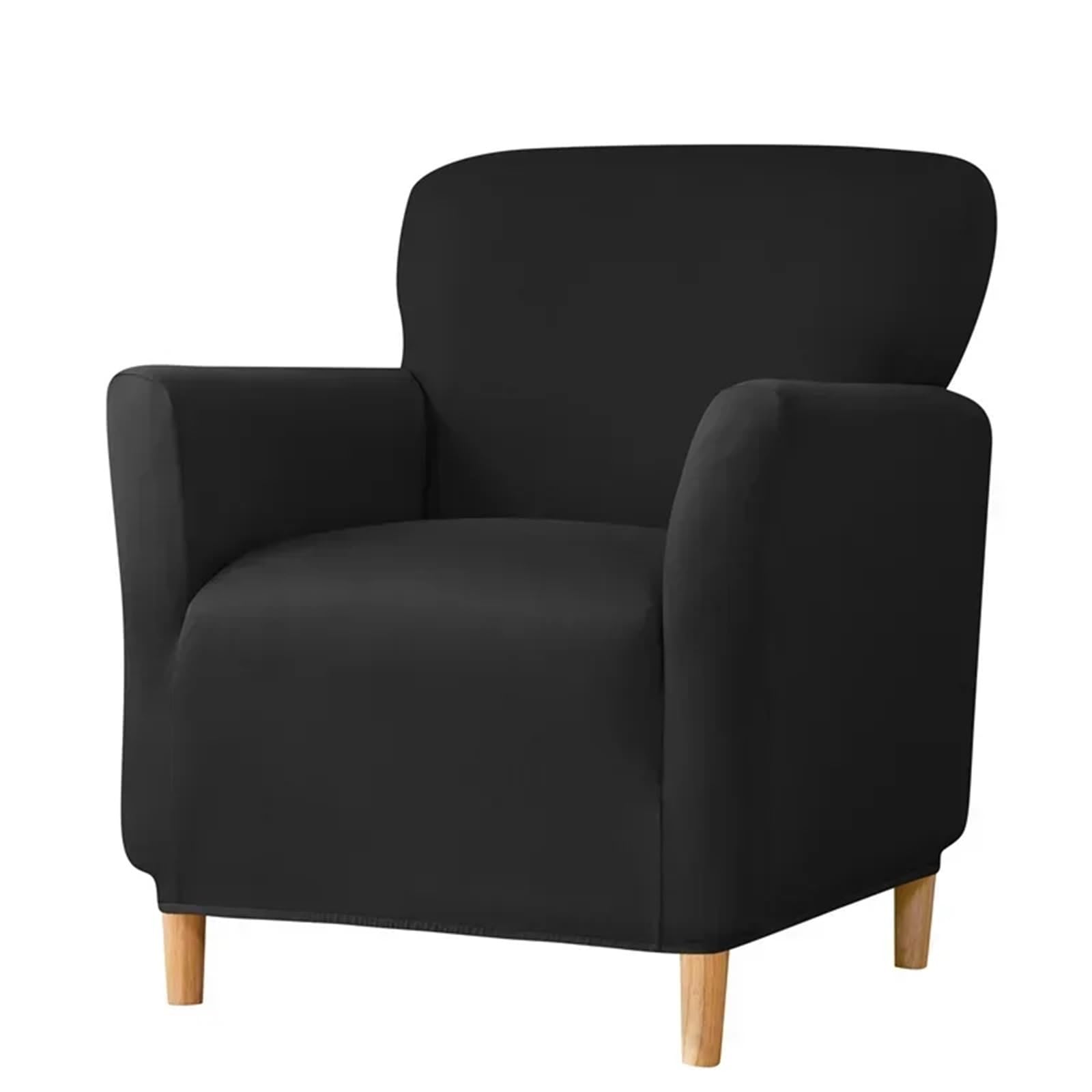 Rivestimento Della Poltrona Spandex Tub Chair Cover Stretch Club Armchair Slipcovers for Living Room Elastic Single Sofa Covers Home Bar Counter Hotel(Black Sofa Cover)
