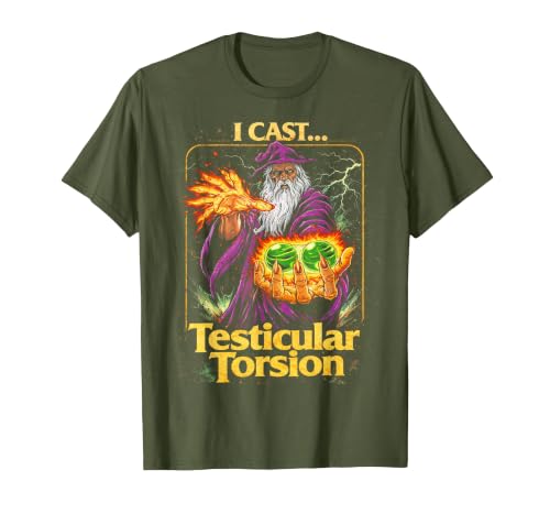 I Cast Testicular Torsion Funny Wizard Meme T-Shirt, Men, Olive Green, Small