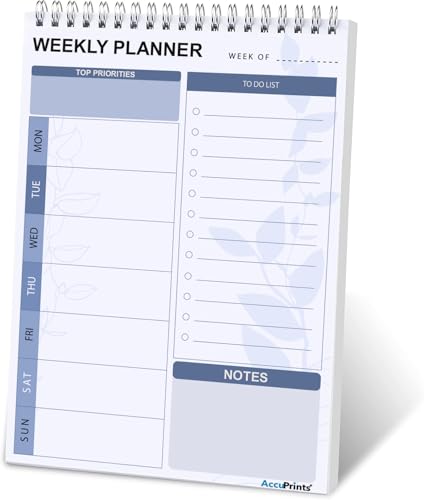 Image of AccuPrints A5 To Do List Notepad - Daily Planner Undated 50 Sheets /100 Pages Tear Off, 5.8 inch x 8.2 inch | Planning Memo Pad | Checklist Productivity Note Pad for Work and Personal Organized (Weekly planner Pad)