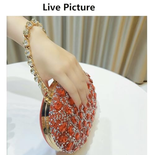 Image of Sparkling Crystal Diamond Women's Rhinestone Clutch Purse with Round Pearl Clasp