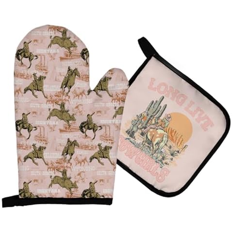 Mingnei Western Cowgirls Oven Mitts Set Cover