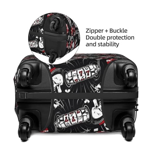 Vintage Skull Casino Print Luggage Covers For Suitcase,Elastic Washable & Stretchable Suitcase Covers For Luggage, Anti-Scratch - Fits 18-32 Inch Luggage-No Luggage Included2