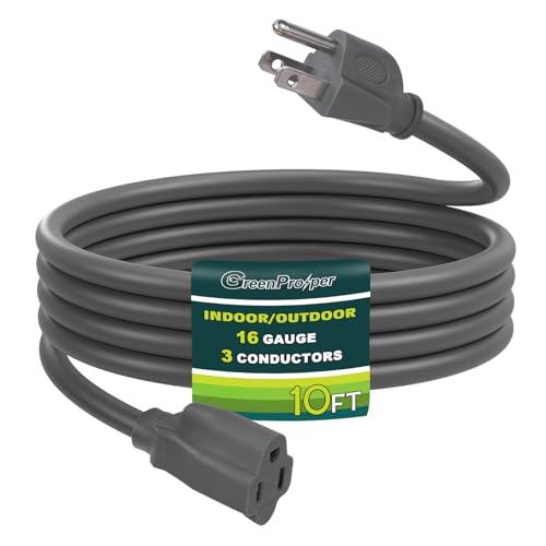 16/3 Black 10FT Extension Cord, 13A 125V UL Listed